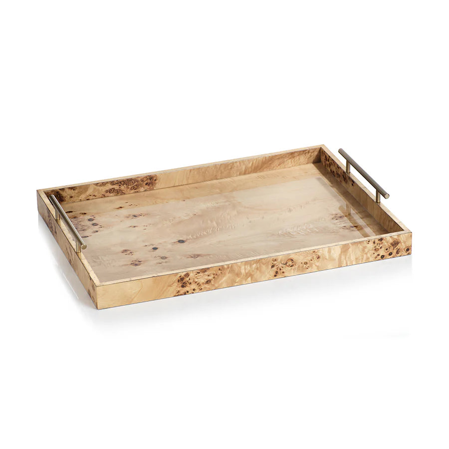 Burl Wood Rectangular Tray