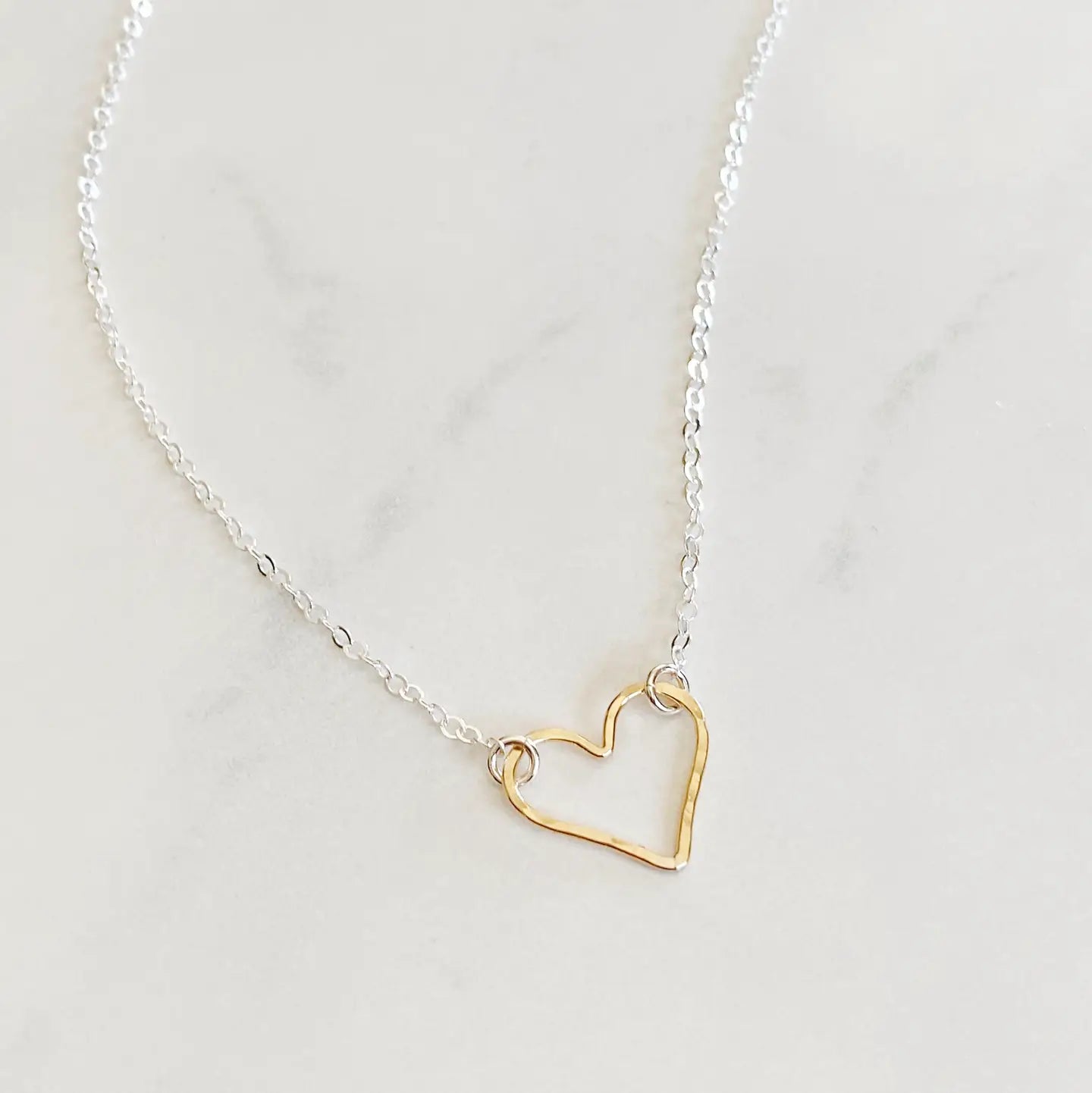 Mixed Metal Heart Neckalce