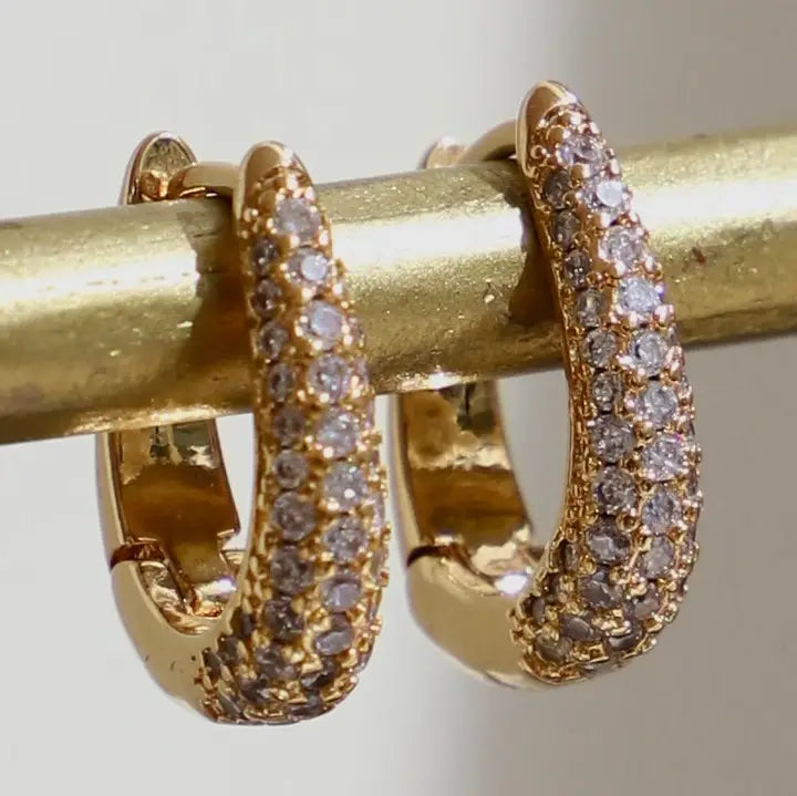 Oval Cz Huggie Hoops