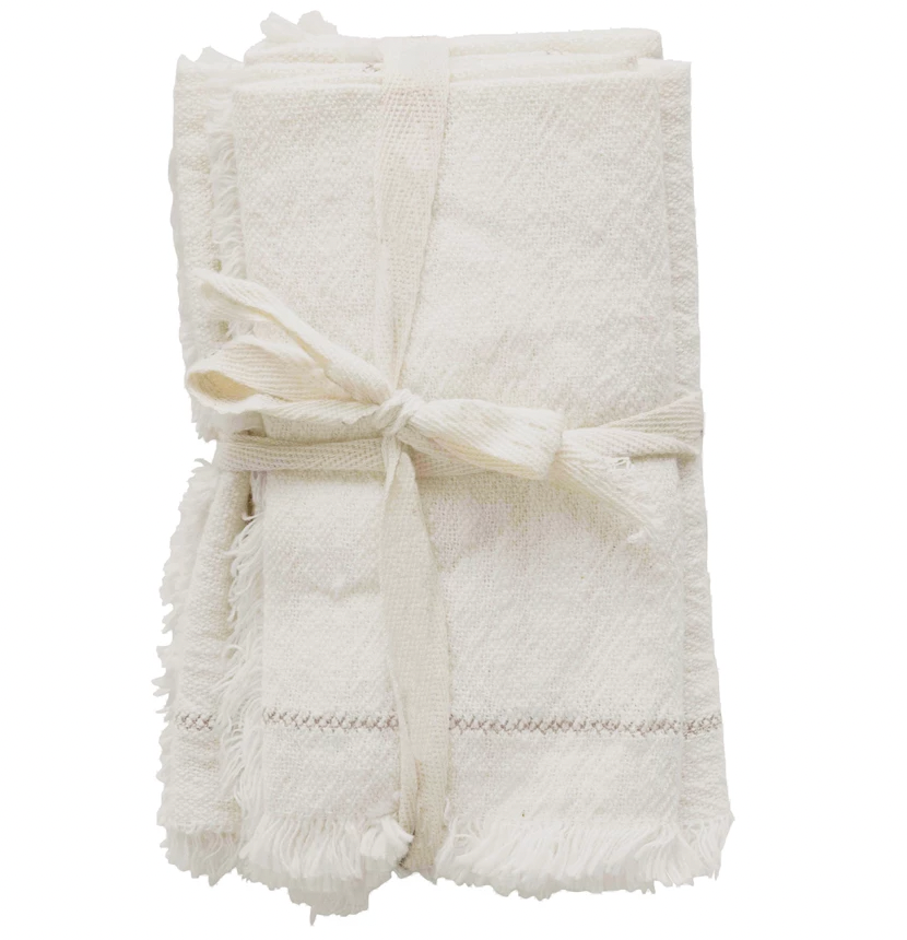 Cotton Napkins with Fringe, Set of 4