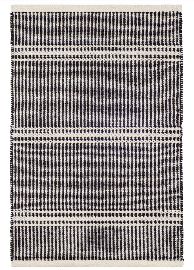 Malta Black Woven Wool Rug 2x3