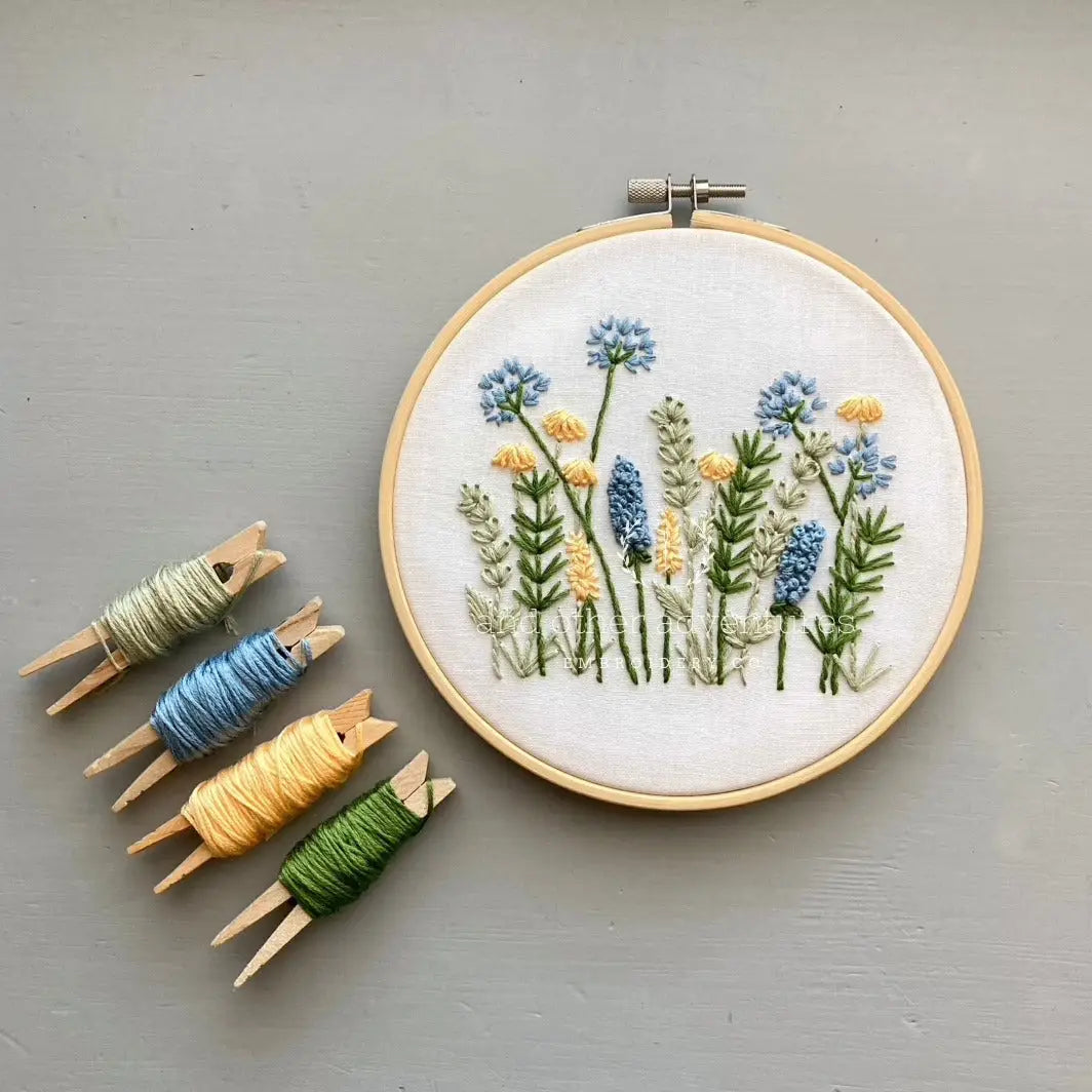 Embroidery Kit- Blue & Yellow Meadow