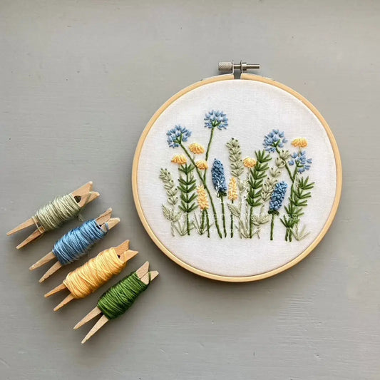 Embroidery Kit- Blue & Yellow Meadow