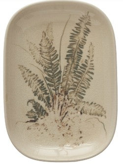 6" Stoneware Dish Botanical Design