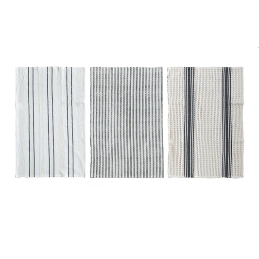 Woven Stripe Tea Towel S/3