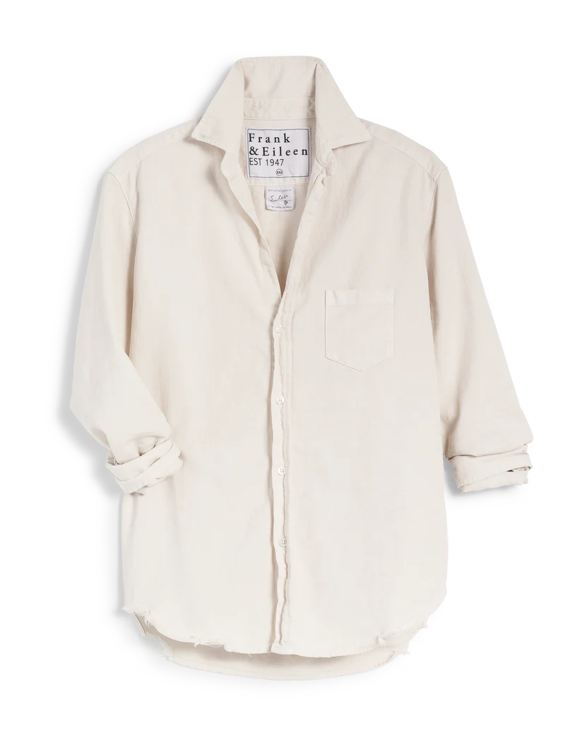 Eileen Relaxed Button-Up - Vintage White Tattered Denim