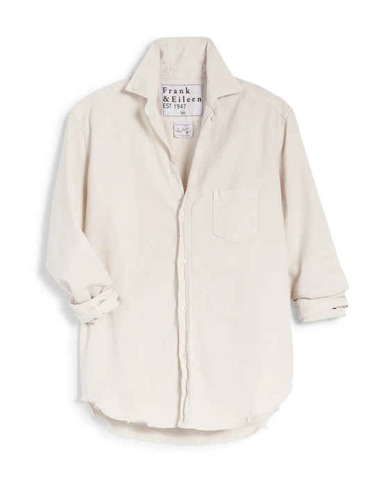 Eileen Relaxed Button-Up - Vintage White Tattered Denim