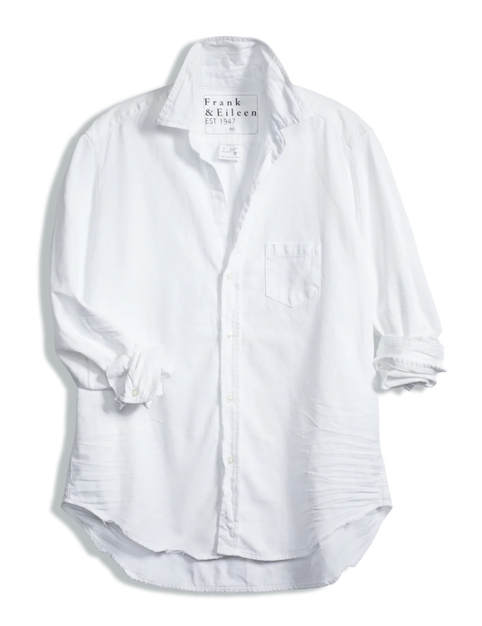 Eileen Relaxed Button-Up - White Tattered Denim
