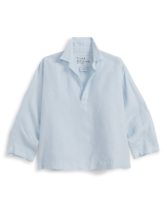 Gabi Popover Shirt - French Blue Linen