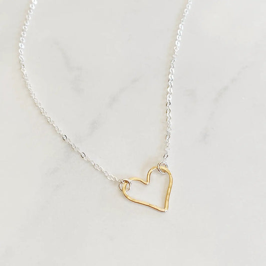Mixed Metal Heart Neckalce