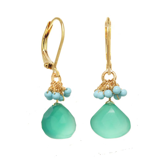 Turquoise and Green Onyx Cluster Earring