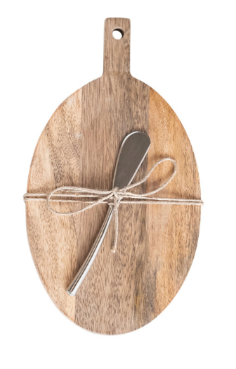 Mango Wood Cheese Board w/ Canape Knife