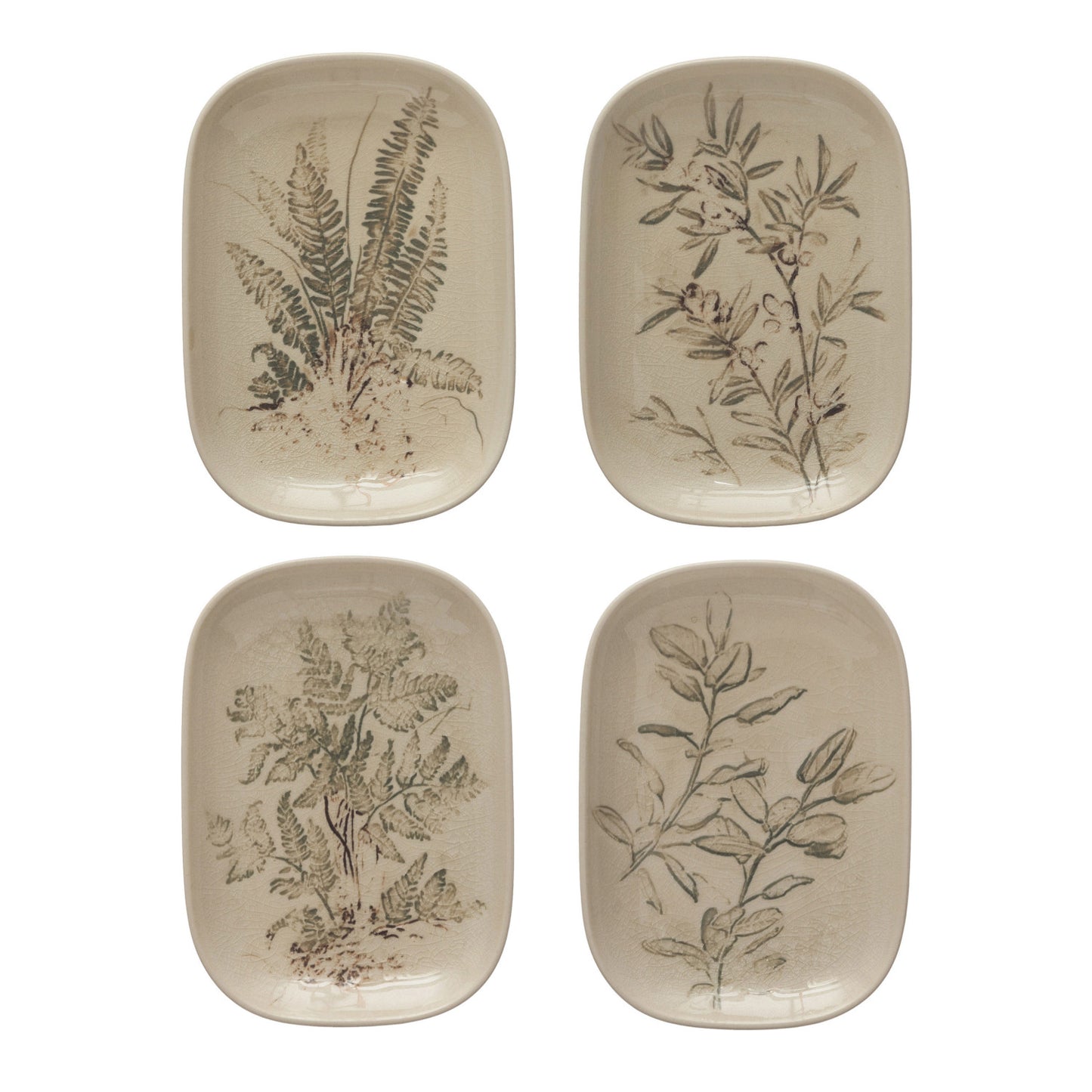 6" Stoneware Dish Botanical Design