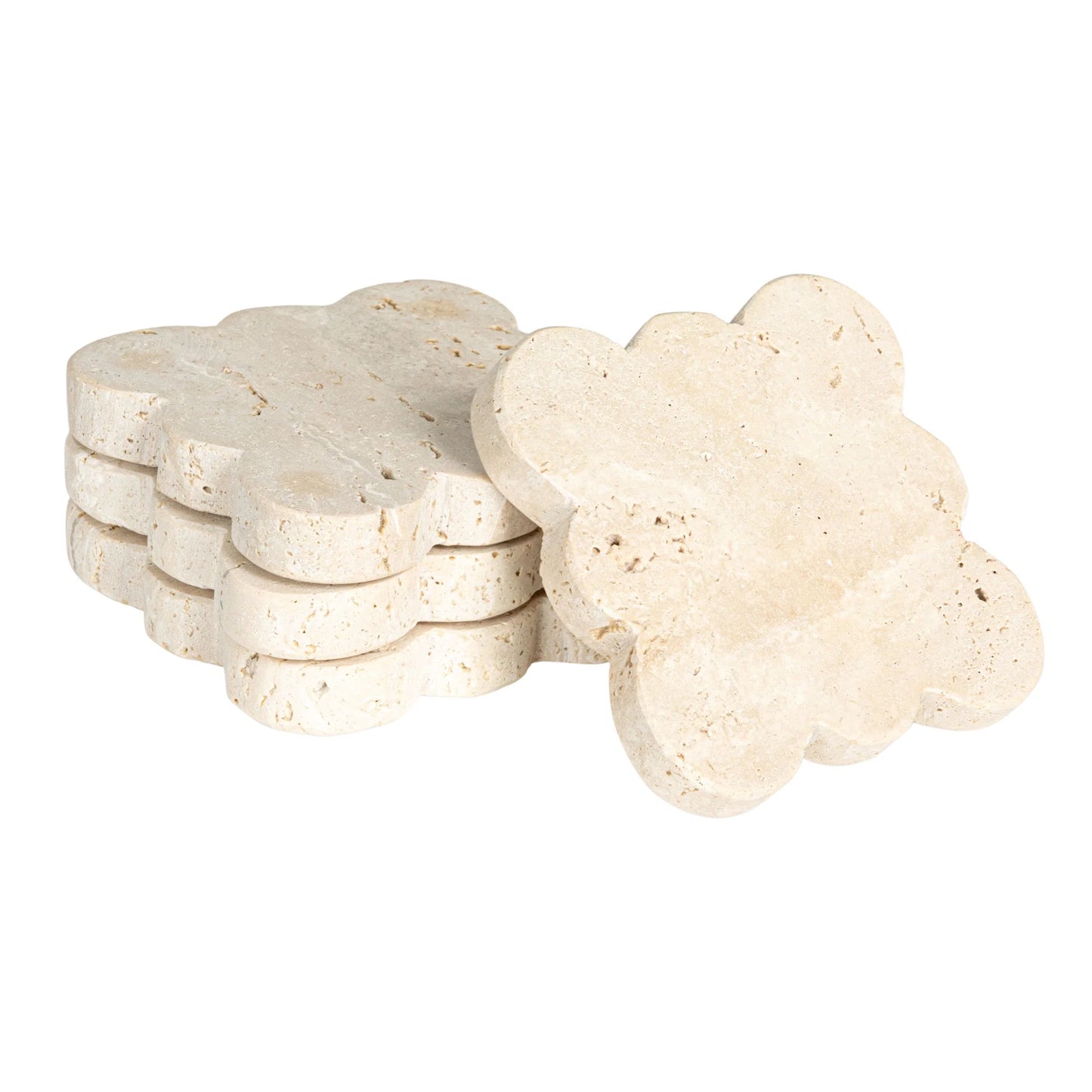 Travertine Scalloped Coasters Set of Three