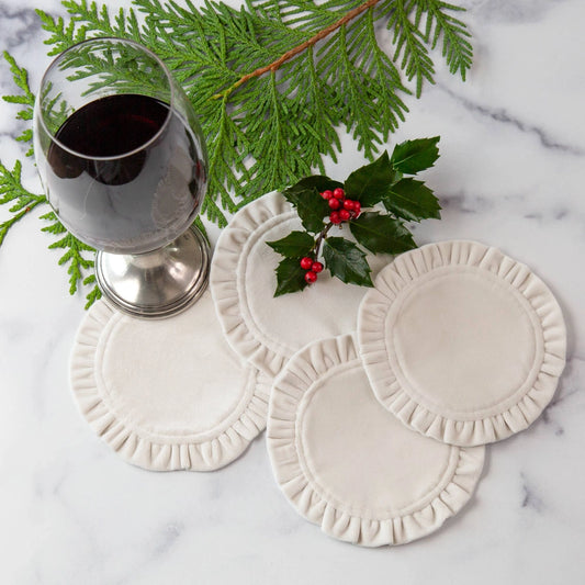 Velvet Round Ruffle Coasters