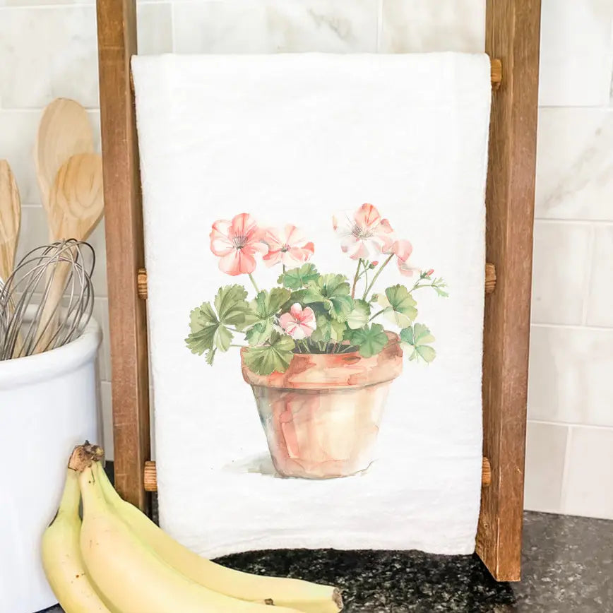 Watercolor Potted Plant Tea Towel