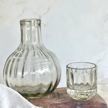 Handblown Fluted Carafe Set