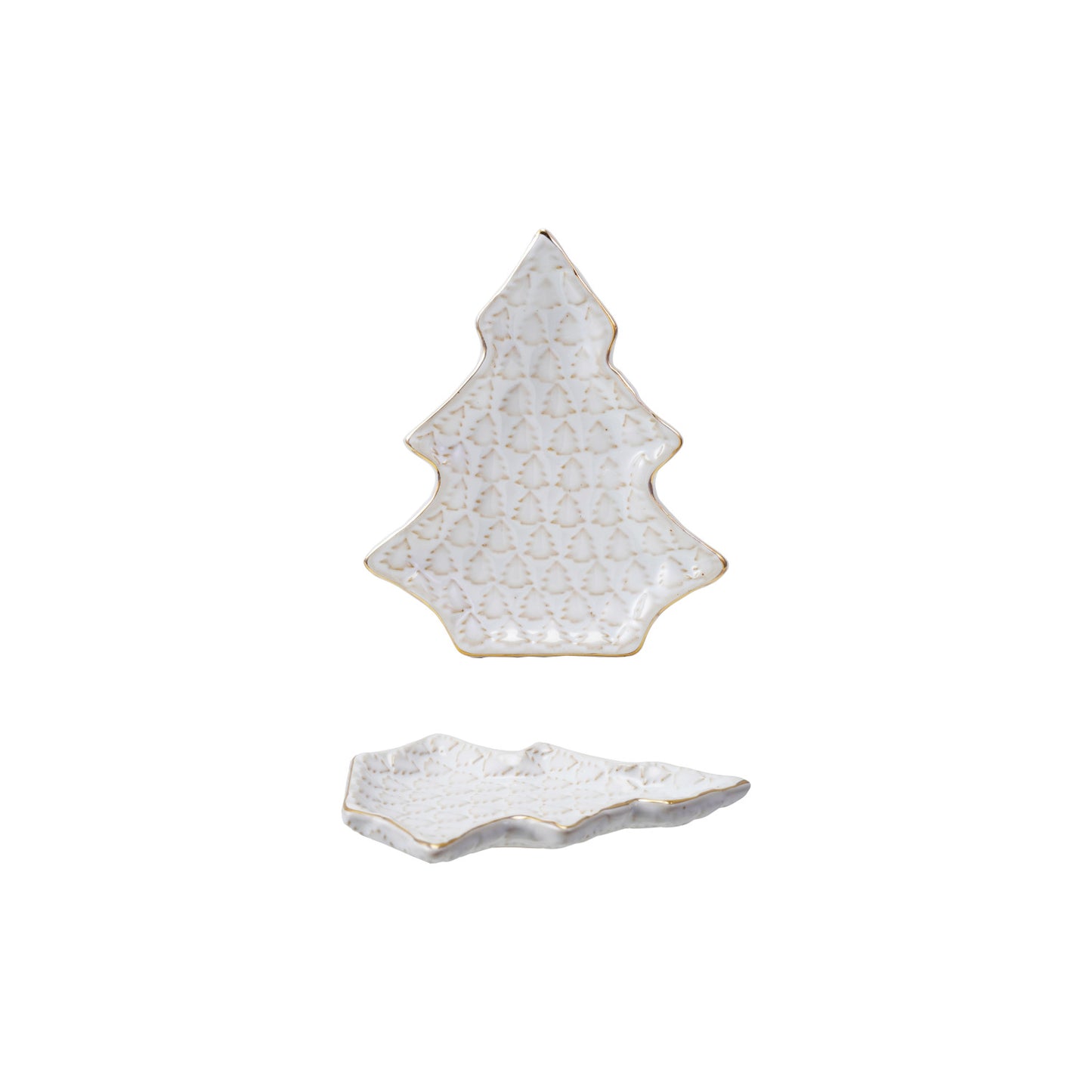 Stoneware Tree Shaped Plate With Trees