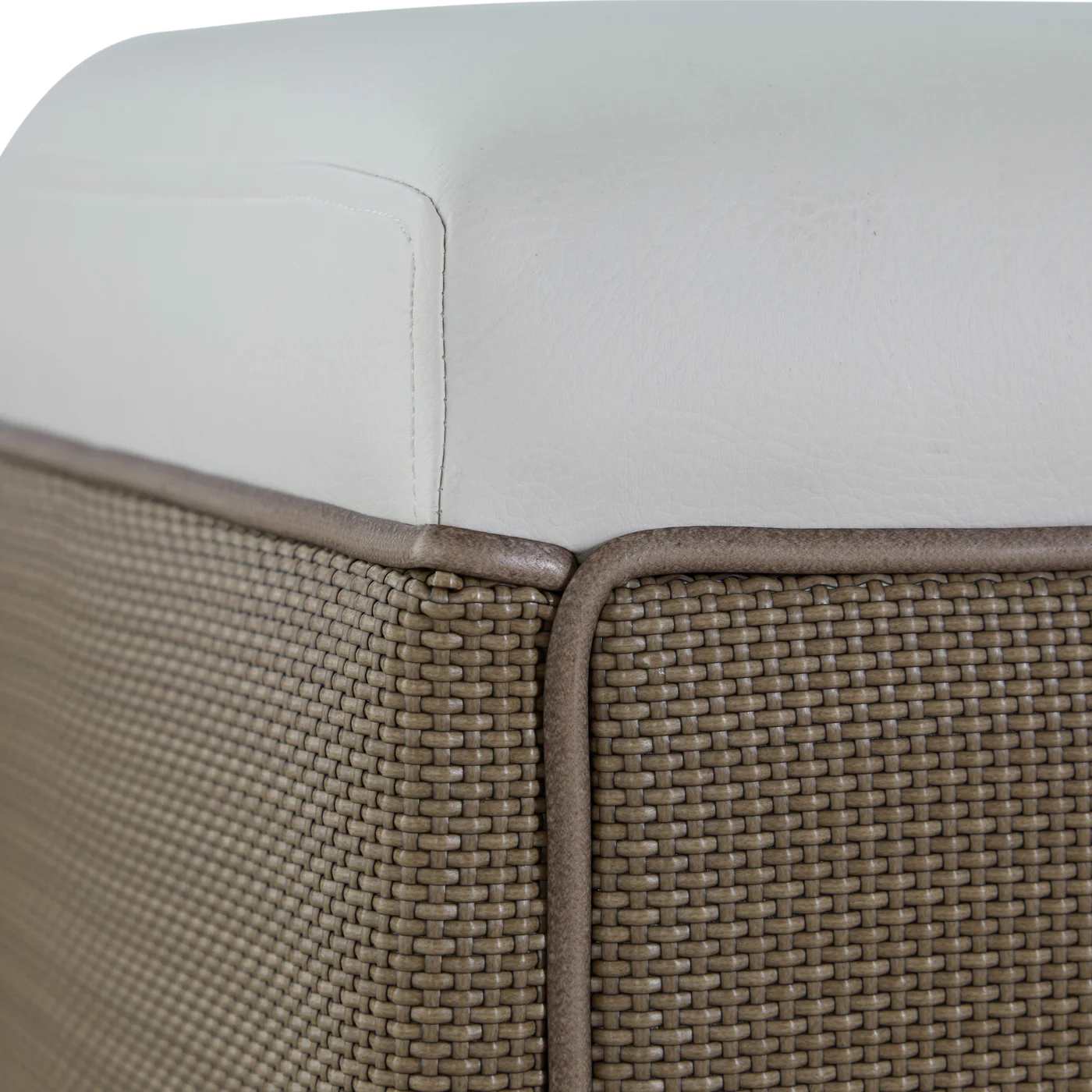 Tahoe Natural Weave Marine Grade Vinyl Ottoman
