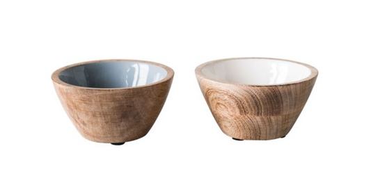 Enameled Mango Wood Bowl