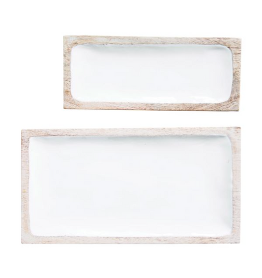 Enameled Mango Wood Tray