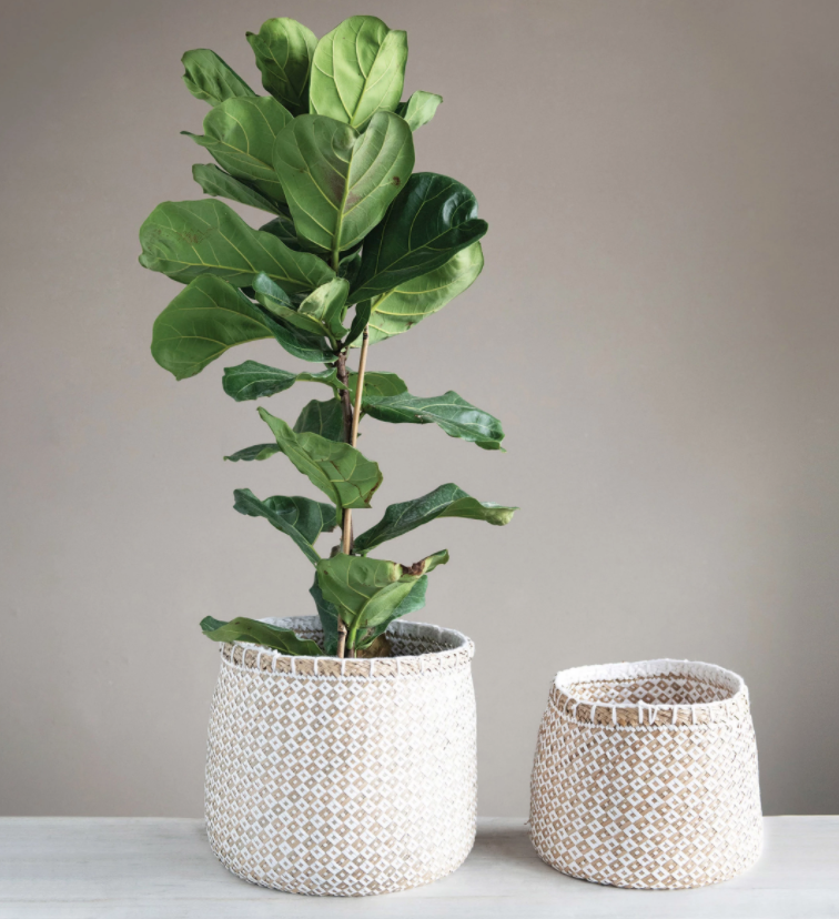 Hand-Woven Patterned Basket