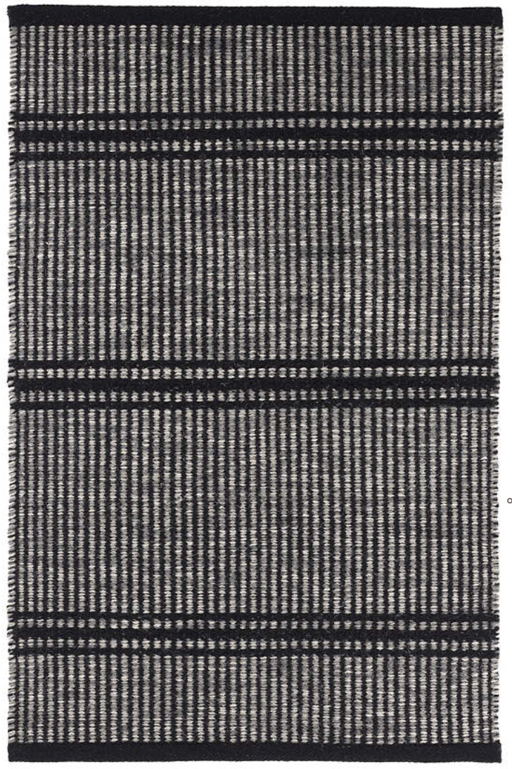 Malta Black Woven Wool Rug 2x3