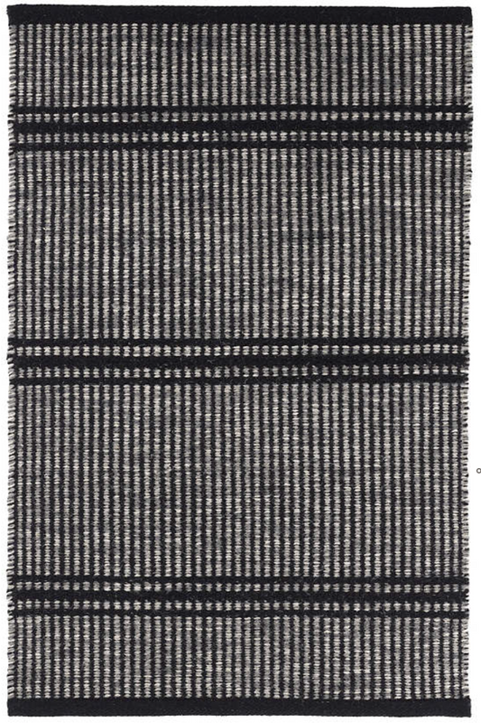 Malta Black Woven Wool Rug 2x3