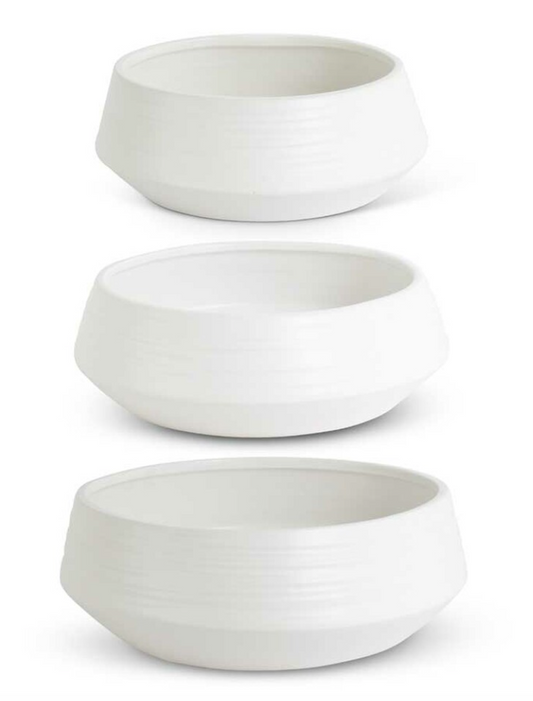 White Stoneware Saucer Planter