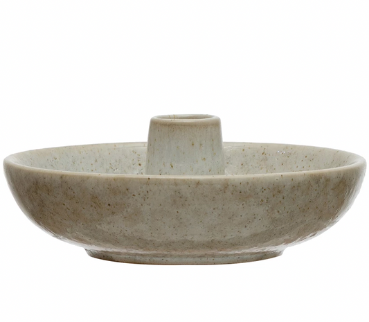 Stoneware Dish with Taper Holder