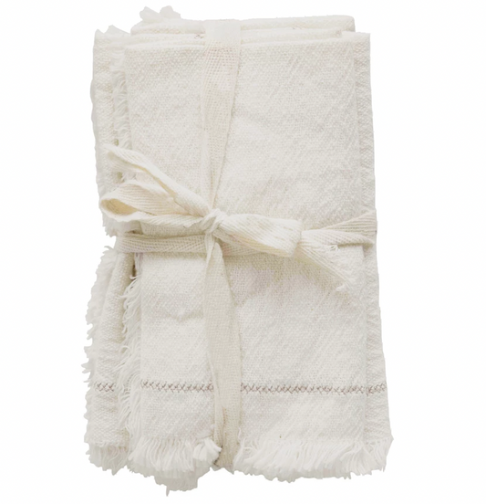 Cotton Napkins with Fringe, Set of 4