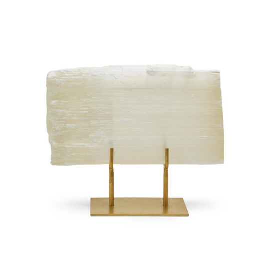 Selenite Slab on Gold Stand