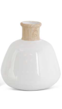White Stoneware Vase with Wood