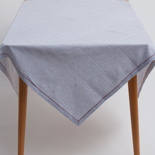 Navy Seersucker Stripe Table Scarf