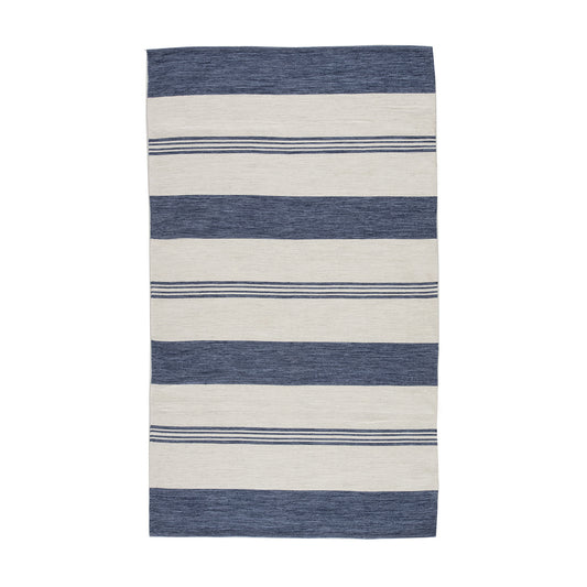 Wide Stripe Navy 5X8